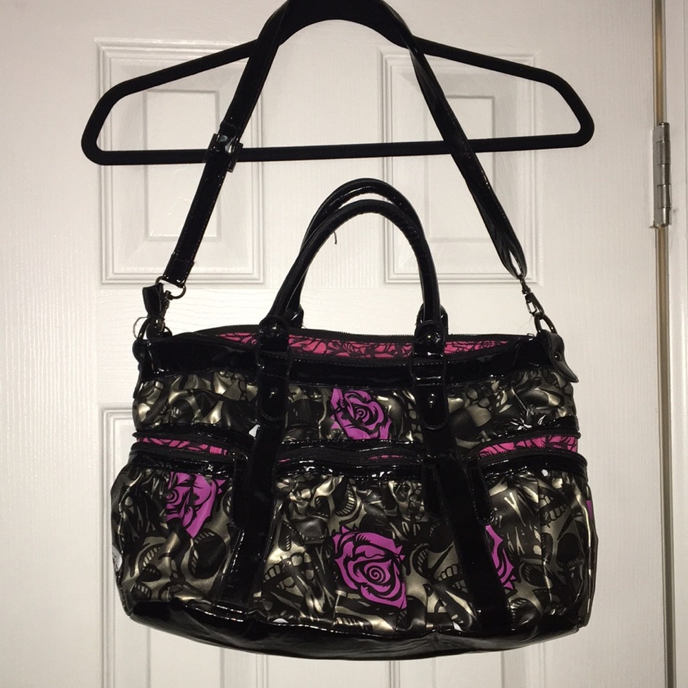 Pleather skulls and roses Purse